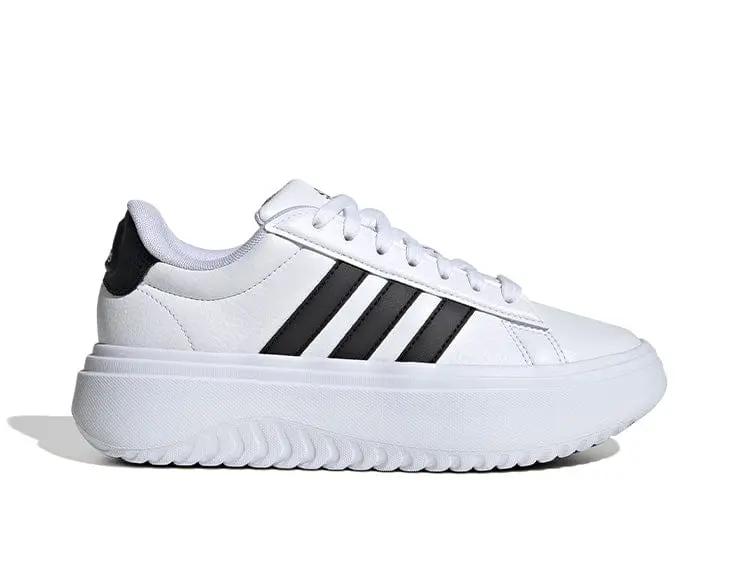 Zapatilla Adidas Grand Court Plataforma Cuero Mujer Blanco
