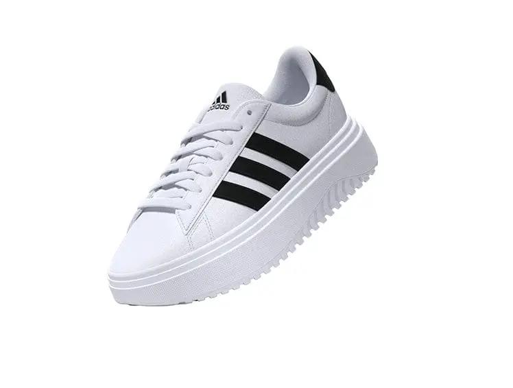 Zapatilla Adidas Grand Court Plataforma Cuero Mujer Blanco