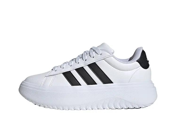Zapatilla Adidas Grand Court Plataforma Cuero Mujer Blanco
