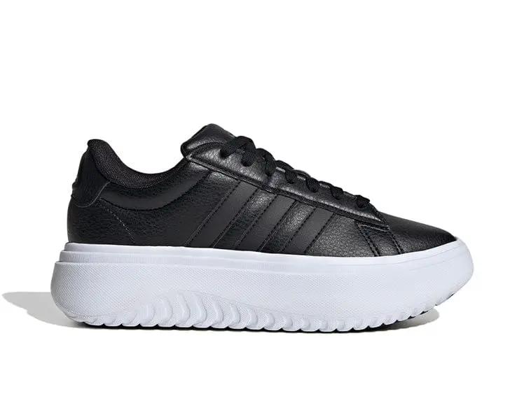 Zapatilla Adidas Grand Court Plataforma Cuero Mujer Negro