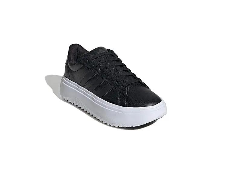 Zapatilla Adidas Grand Court Plataforma Cuero Mujer Negro