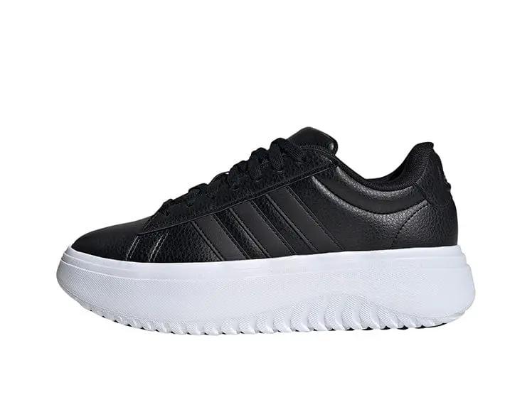 Zapatilla Adidas Grand Court Plataforma Cuero Mujer Negro
