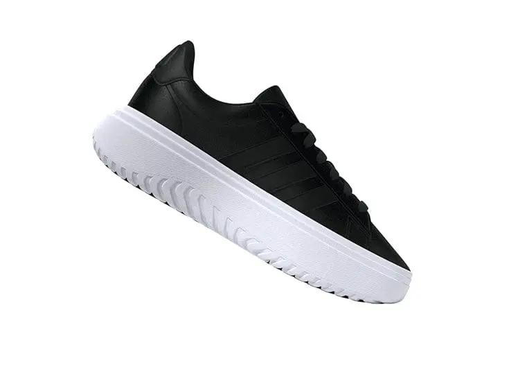 Zapatilla Adidas Grand Court Plataforma Cuero Mujer Negro