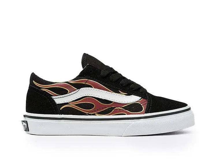 Zapatilla Vans Old Skool (Glossy Flame) Junior Negro